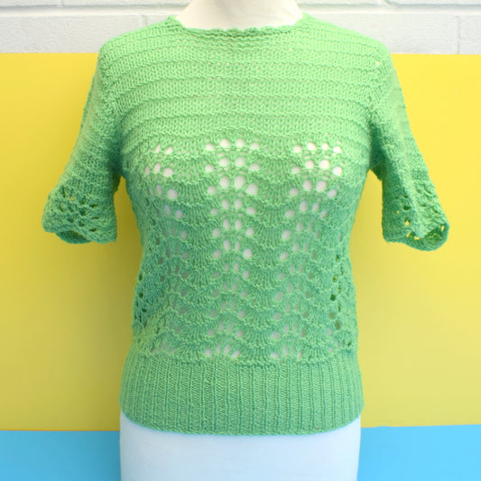 Vintage 1950s Knitted Jumper - Grass Green Size 12 ish