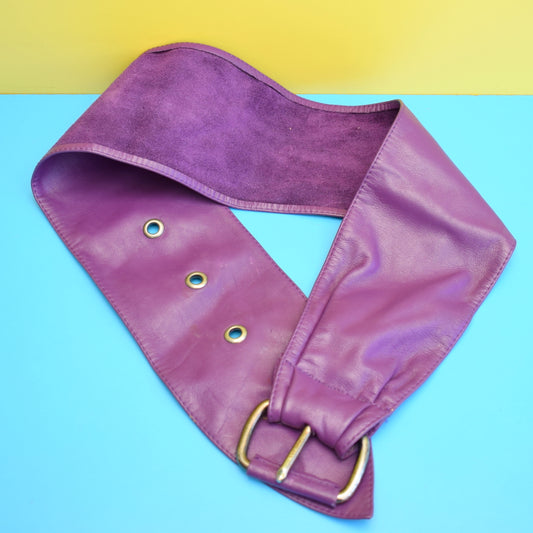Vintage 1980s Wide Soft Leather Belt - Purple