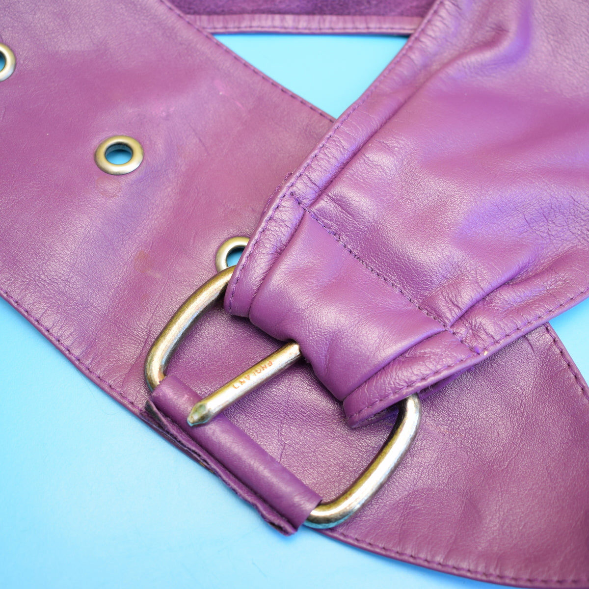 Vintage 1980s Wide Soft Leather Belt - Purple