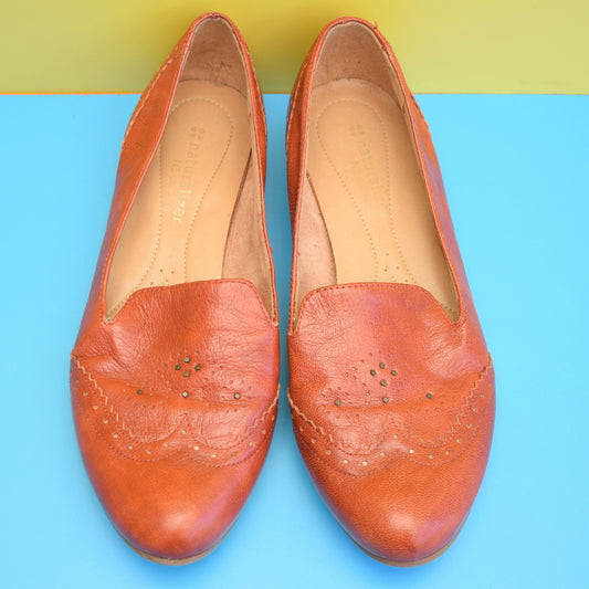 Vintage Leather 1970s Brogue Shoes - Modern Size 6 - Rusty Brown