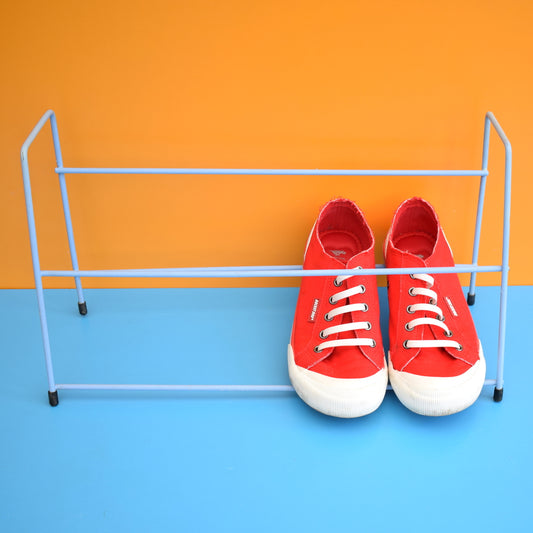 Vintage 1960s Wire Shoe / Book Rack - Pale Blue by Vintage