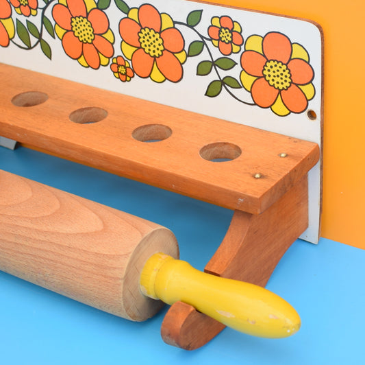 Vintage 1960s Taunton Vale Rolling Pin Holder - Flower Design - Orange by Vintage
