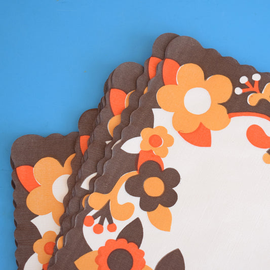 Vintage 1970s Disposable Placemats - Flower Power - Orange by Vintage