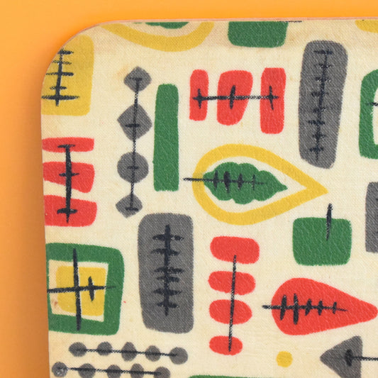 Vintage 1950s Cork Backed Place Mats x6 - Yellow, Red, Green by Pineapple Retro