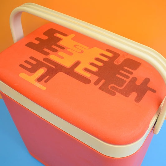 Vintage 1960s Hard Cool box - Ideal Camper Van - Orange & Brown by Vintage