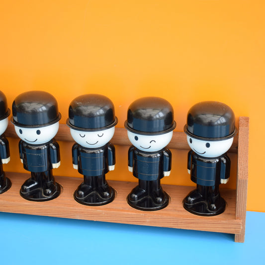 Vintage 1970s Plastic Spillers Fred Spice Set & Rack - Complete Set