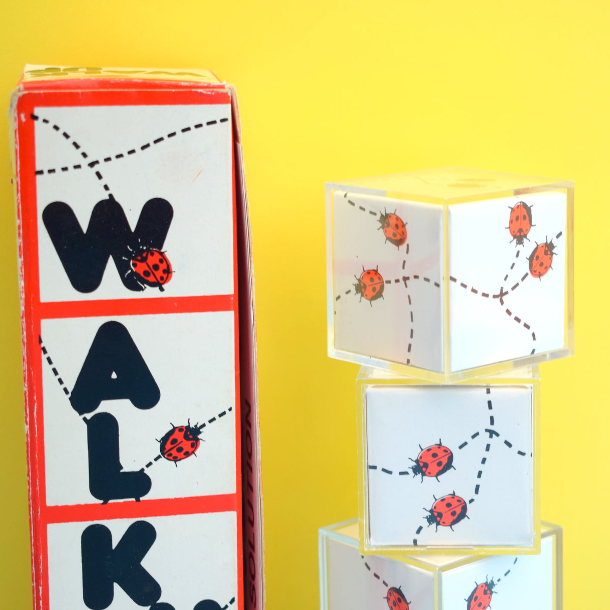 Vintage 1980s Game - Ladybird Design Cube Stacking Game - Walk Up .