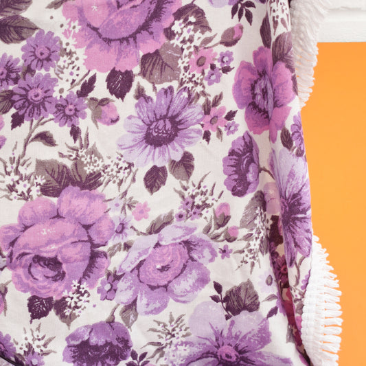 Vintage 1960s Single Bed Covers - Flower Power - Purple by Vintage