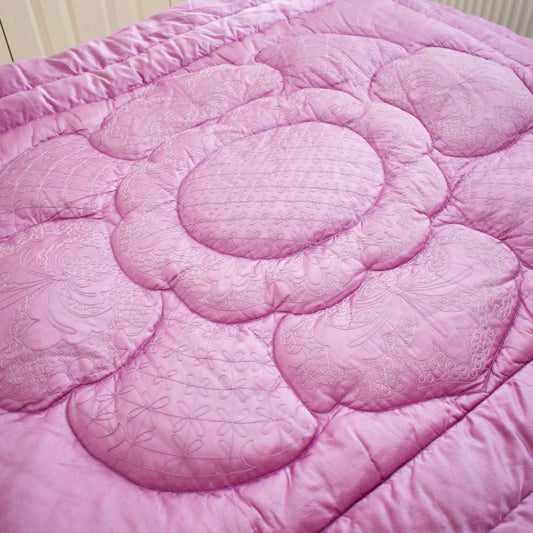 Vintage 1960s Double Satin Eiderdown - Purple by Vintage
