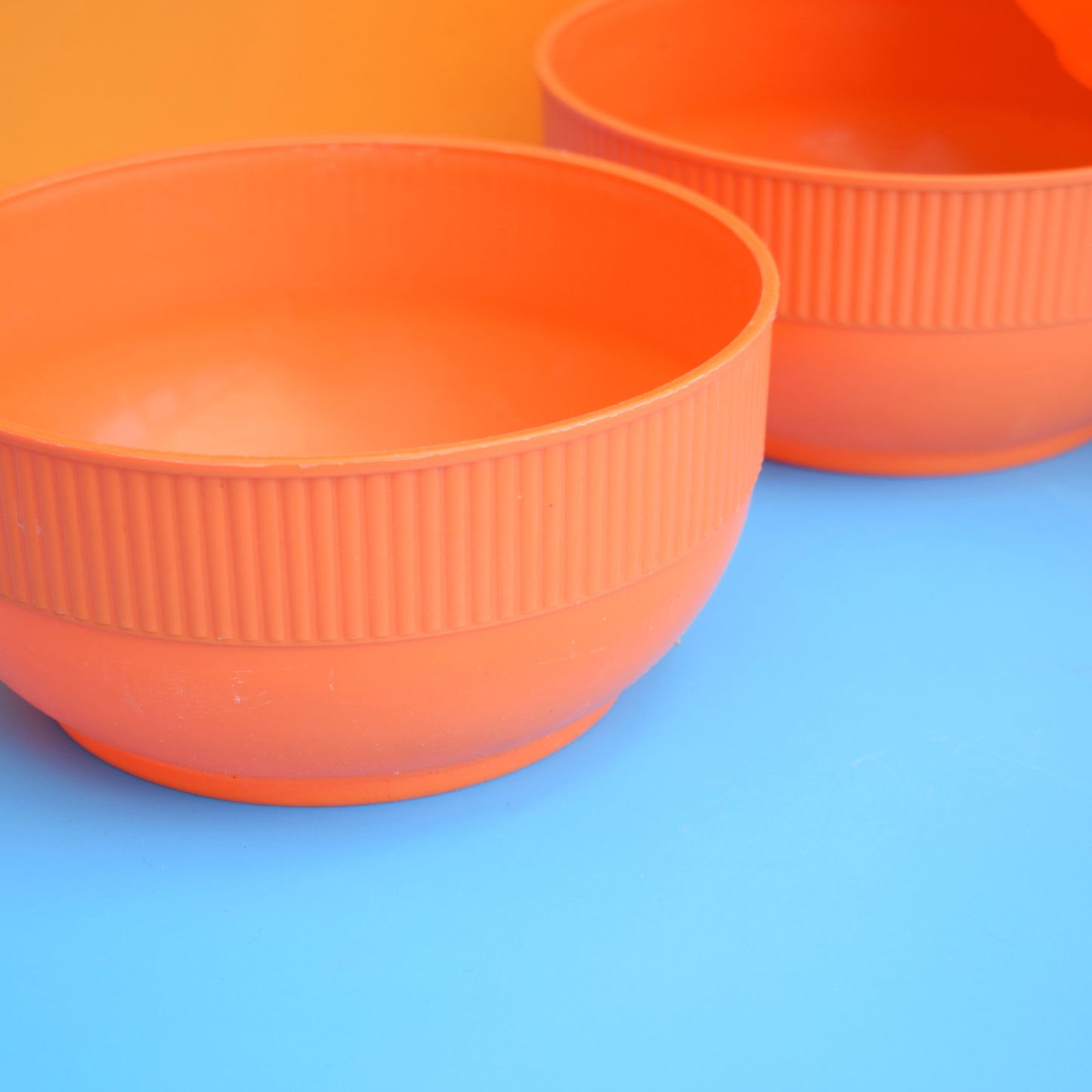Vintage 1960s Plastic Bowls - Orange