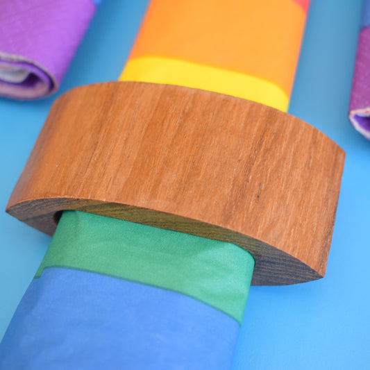 Vintage 1970s Teak Napkin Rings - Boxed by Vintage