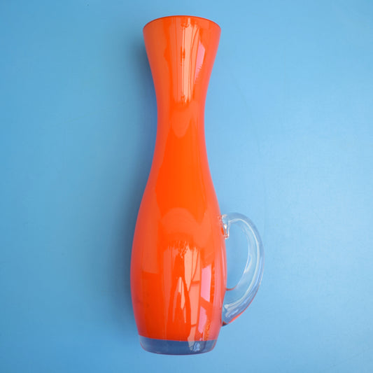 Vintage 1960s Cased Glass Vase / Jug - Orange