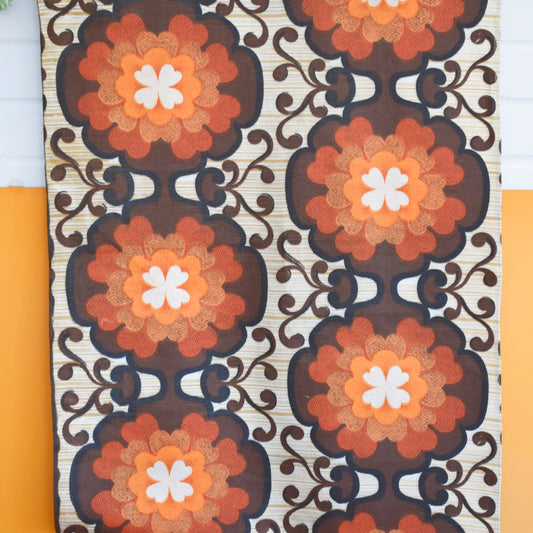 Vintage 1970s Fabric - Geometric Orange by Vintage
