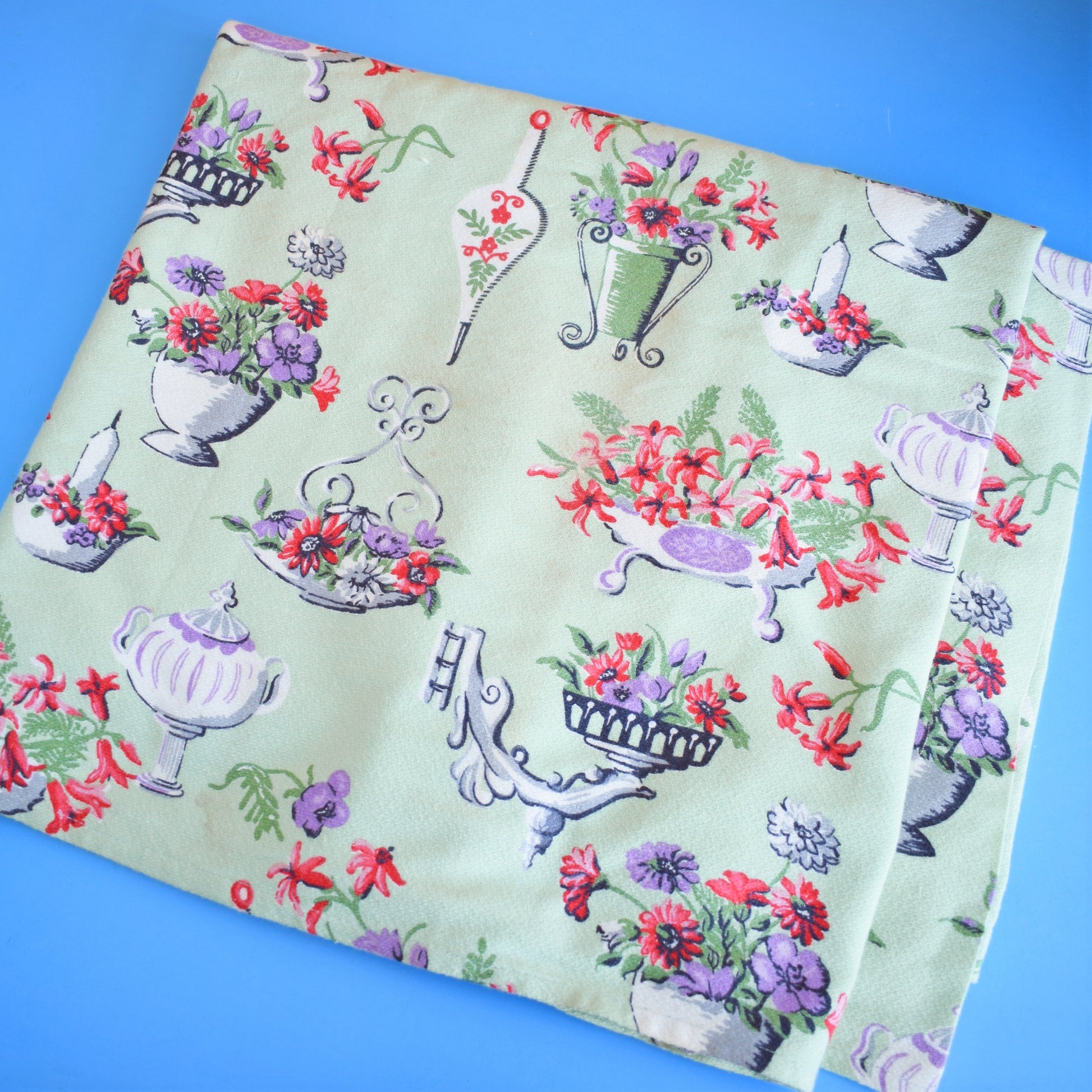 Vintage 1950s Fabric - Floral Vases by Vintage