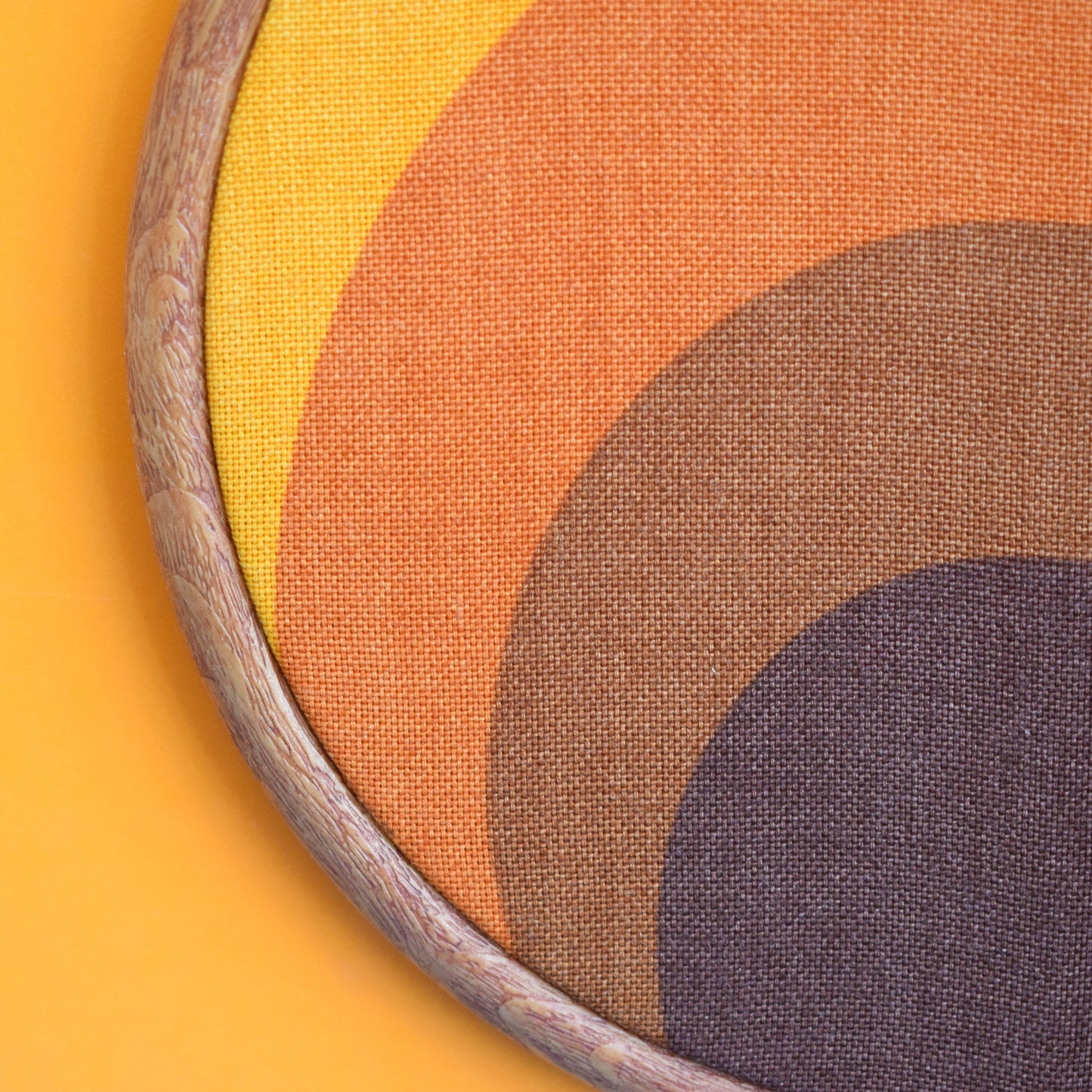 Vintage 1960s Fabric Wall Art - Geometric Orange