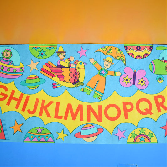 Vintage 1970s Wallpaper Frieze - Psychedelic Kids - Alphabet by Vintage