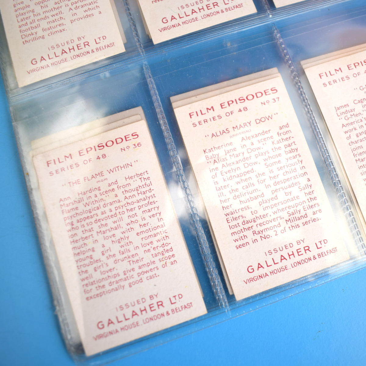 Vintage 1930s Gallaher Cigarette Cards- Film Episodes - Full Set