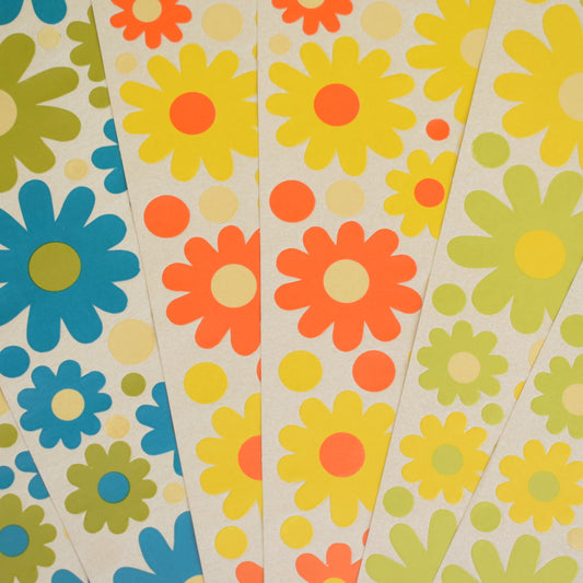 Vintage 1970s Sticker Sheets - Stickerations By Takahashi - Flower Design - Orange, Yellow, Green, Blue