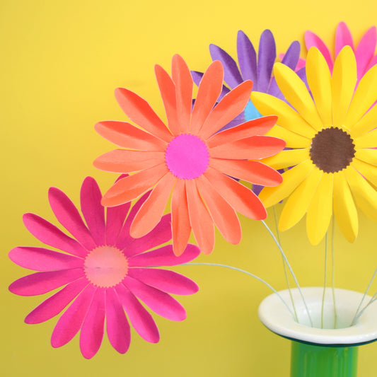 Vintage 1960s Takahashi Paper Flowers x12, Multi Coloured Or Orange