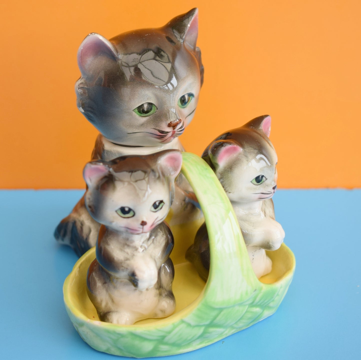 Vintage 1960s Kitsch Kitten / Cat Cruet Set