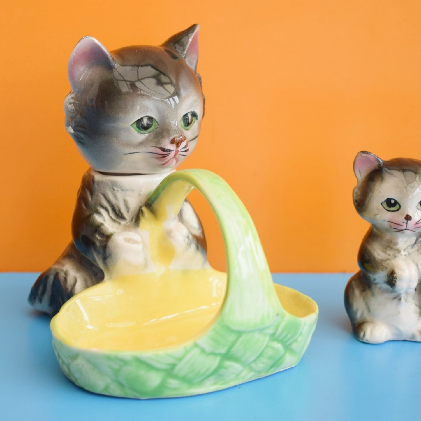Vintage 1960s Kitsch Kitten / Cat Cruet Set