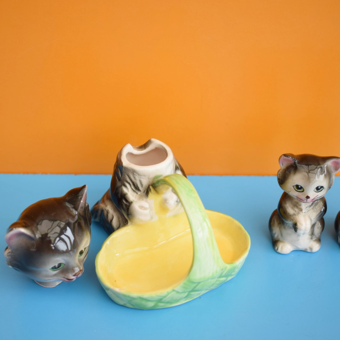 Vintage 1960s Kitsch Kitten / Cat Cruet Set