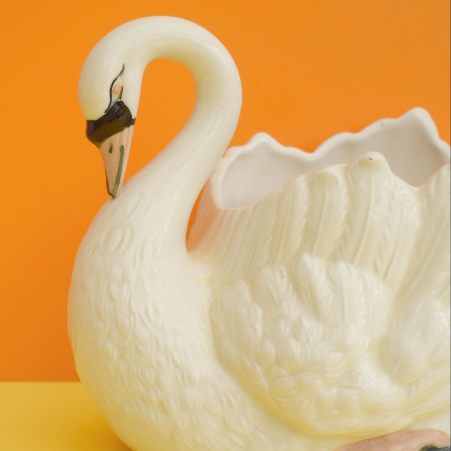 Vintage 1970s Ceramic Swan Vase