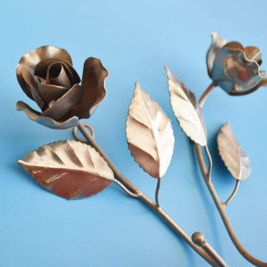 Vintage 1950s Metal Flower Hook Pair - Roses by Pineapple Retro