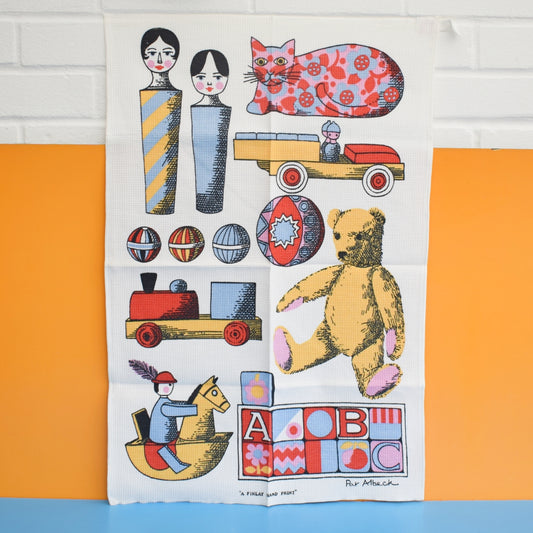 Vintage 1970s Tea Towel - Pat Albeck- Toys by Vintage