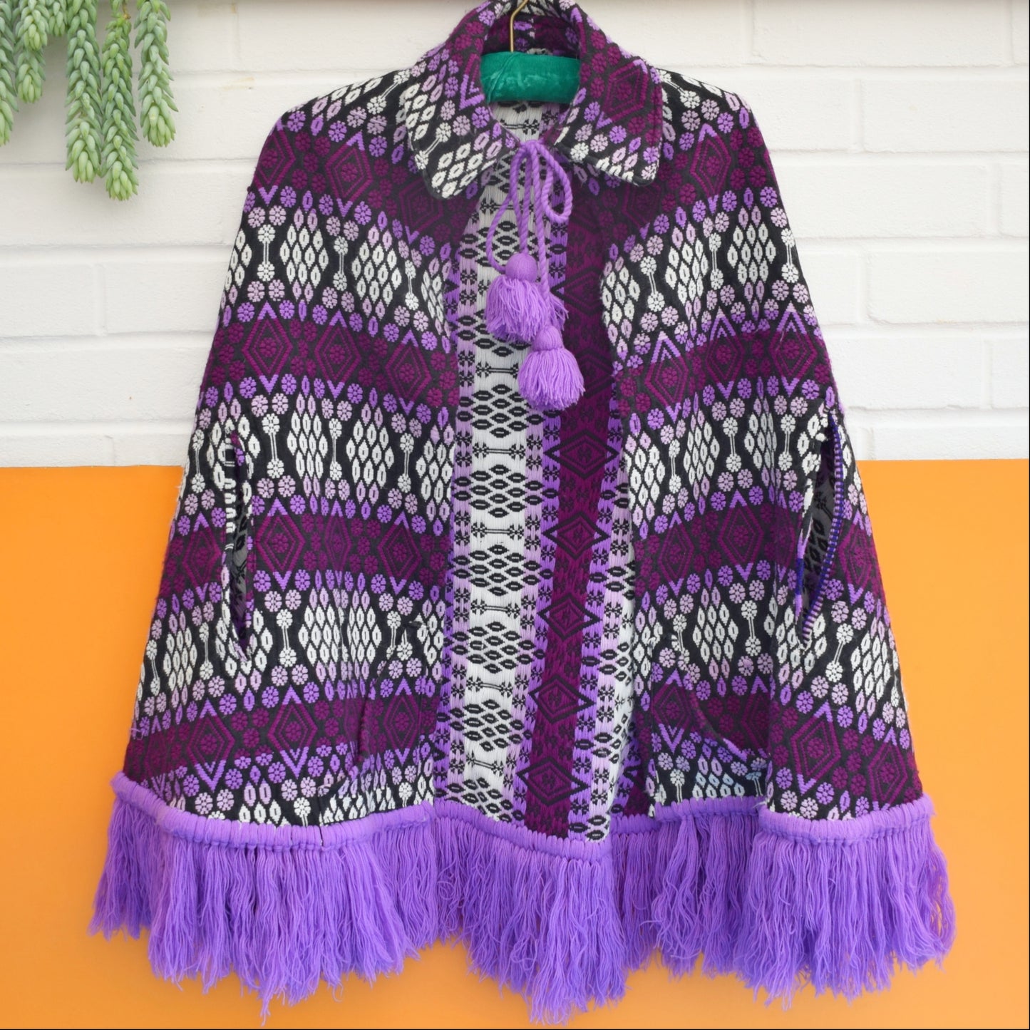 Vintage 1960s Tapestry Style Cape - Purple by Vintage