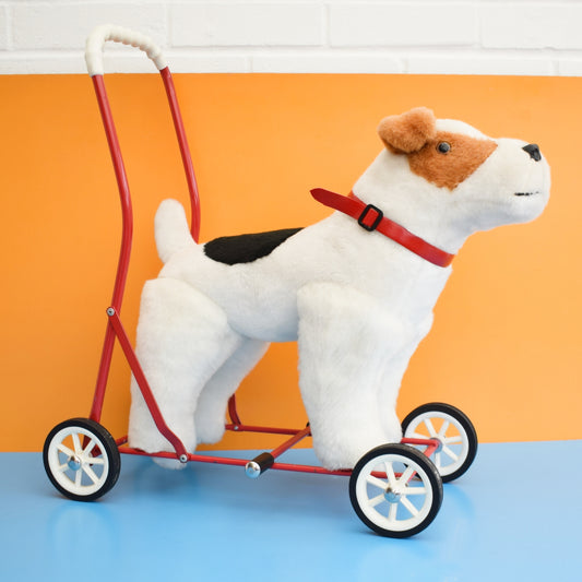 Vintage 1970s Fox Terrier Dog On Wheels by Pineapple Retro