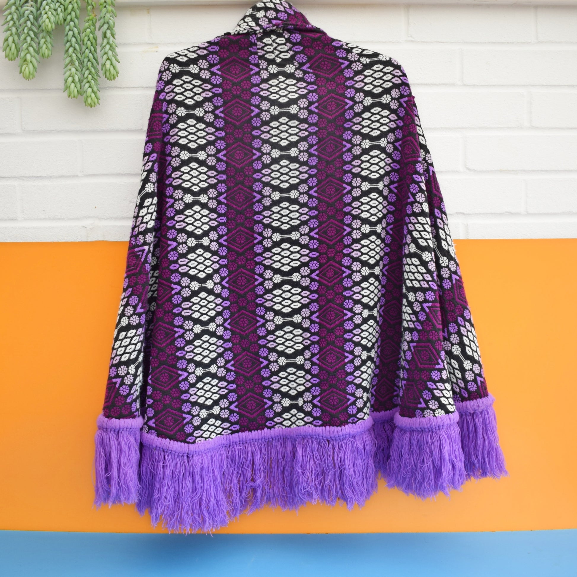 Vintage 1960s Tapestry Style Cape - Purple by Vintage