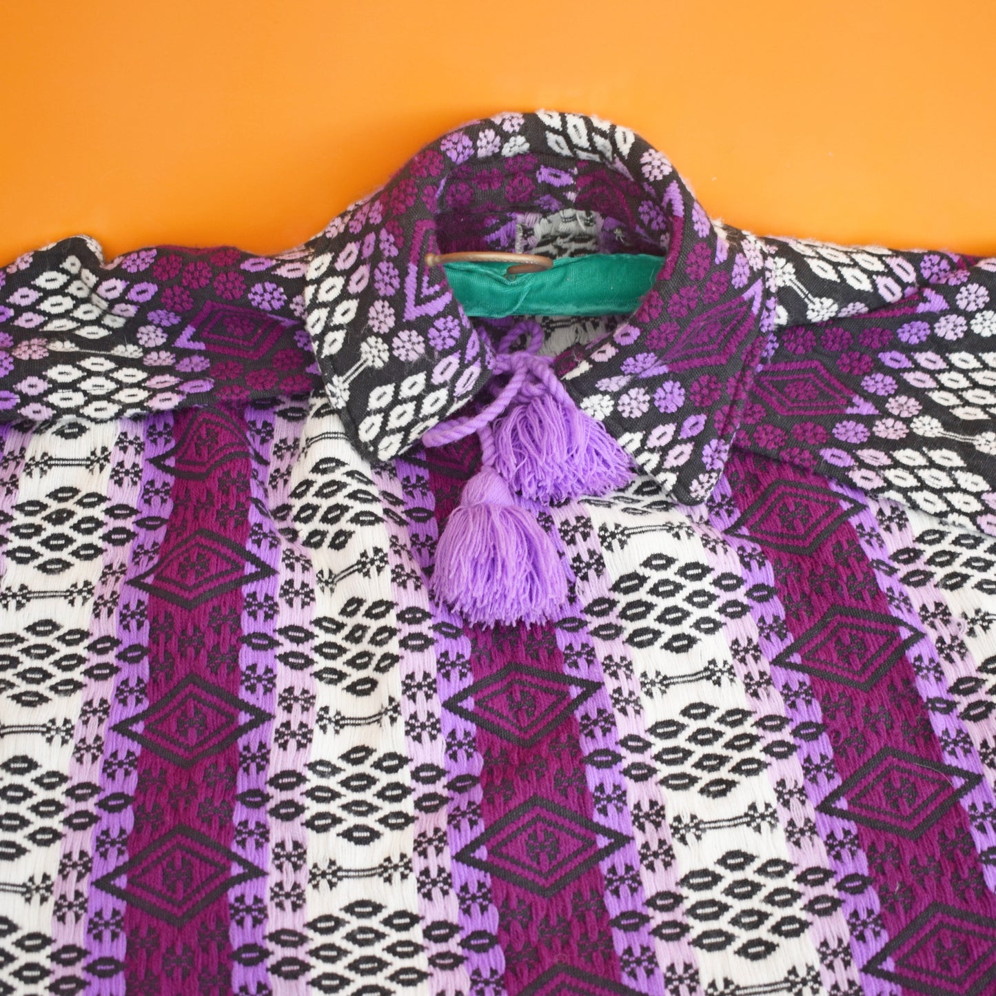 Vintage 1960s Tapestry Style Cape - Purple by Vintage