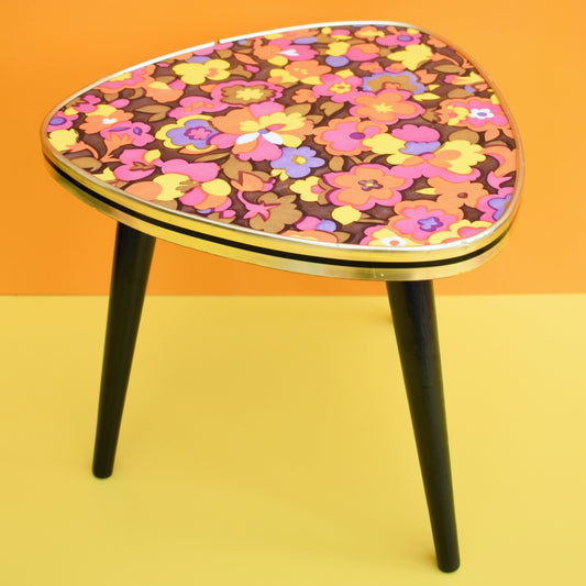 Vintage 1960s Small Table - Flower Power - Pink