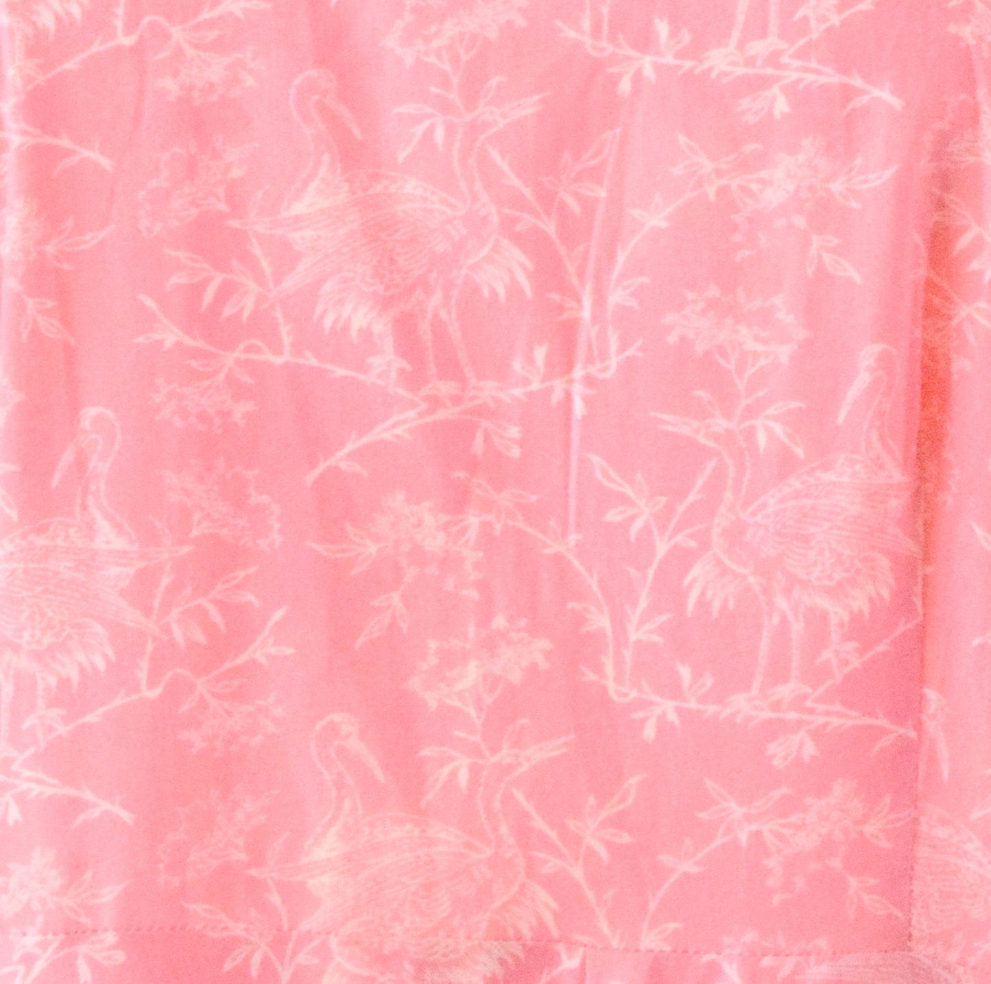 Vintage 1950s Cotton Fit & Flare Dress - Pink & White Bird Print sz 14