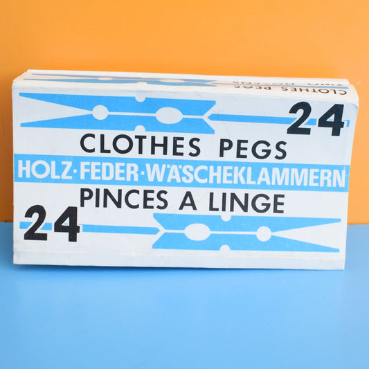 Vintage 1960s Wooden Clothes Pegs - Boxed by Vintage
