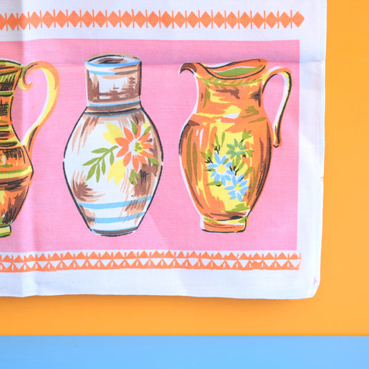 Vintage 1960s Tea Towel - Pink by Vintage