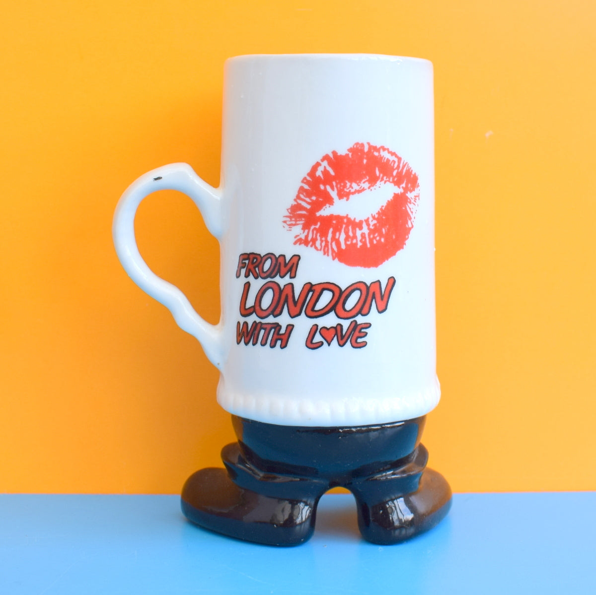 Vintage 1980s Kitsch Love London Ceramic Mug - Feet
