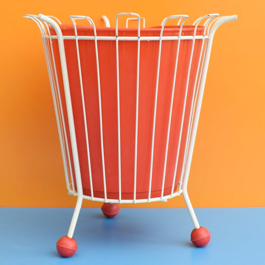 Vintage 1960s Atomic Bin / Planter - Red by Vintage