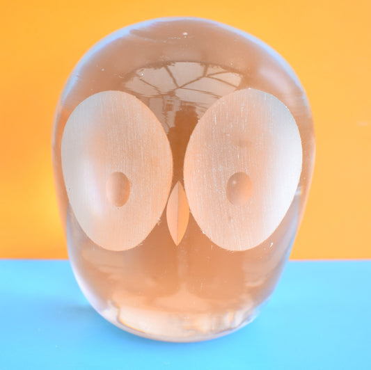 Vintage 1970s Crystal Glass Owl - Whitefriars / Italian by Vintage