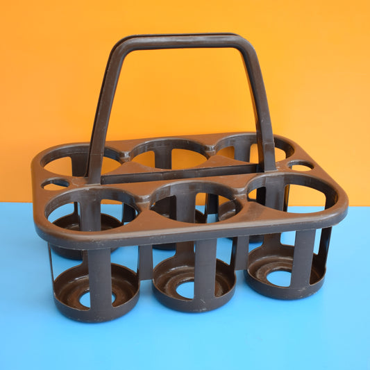 Vintage 1970s Plastic Bottle Carrier / Bar - Brown by Pineapple Retro