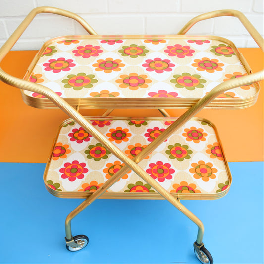 Vintage 1960s Folding Drinks Trolley - Flower Power