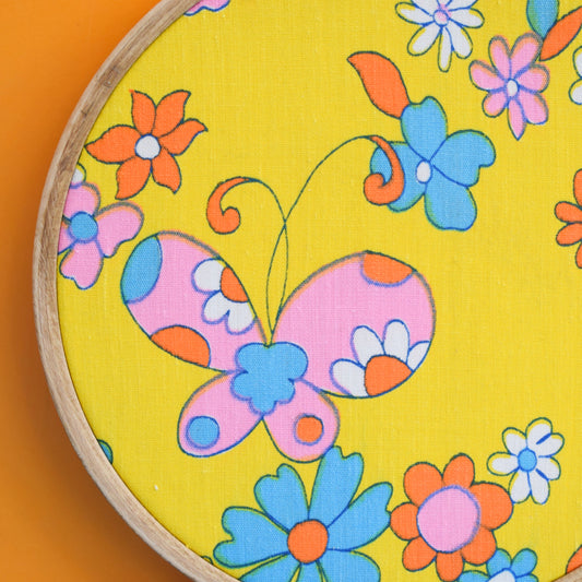Vintage 1960s Fabric Wall Art - Butterfly by Vintage