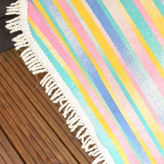 Vintage 1980s - Garden Parasol / Umbrella - Pink, Yellow, Mint by Vintage