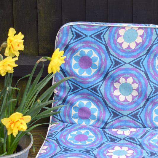 Vintage 1960s Garden Cushion / Mattress - Purple Flower Power