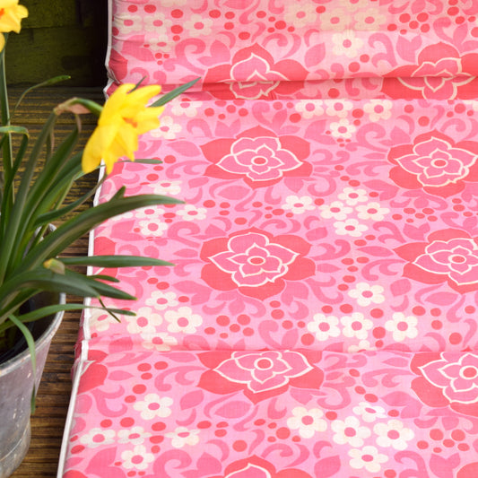 Vintage 1960s Garden Cushion / Mattress - Pink Flower Power