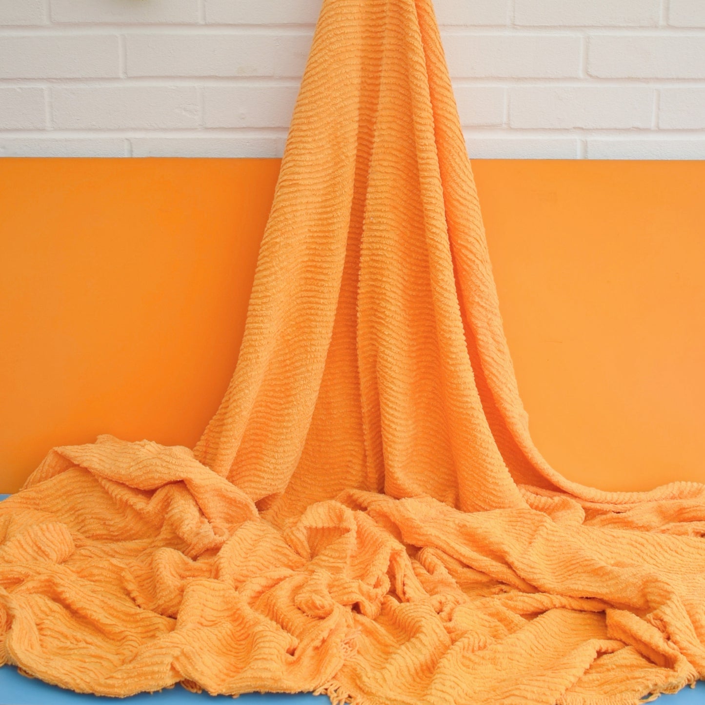 Vintage 1960s Candlewick Bedspread - Orange