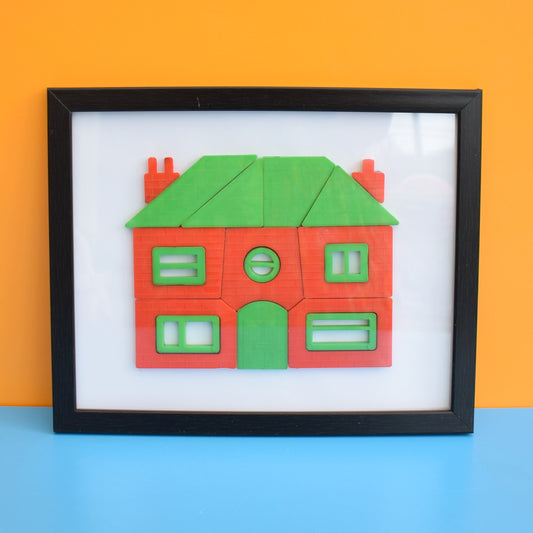 Vintage 1960s Unique Plastic Puzzle Picture - House