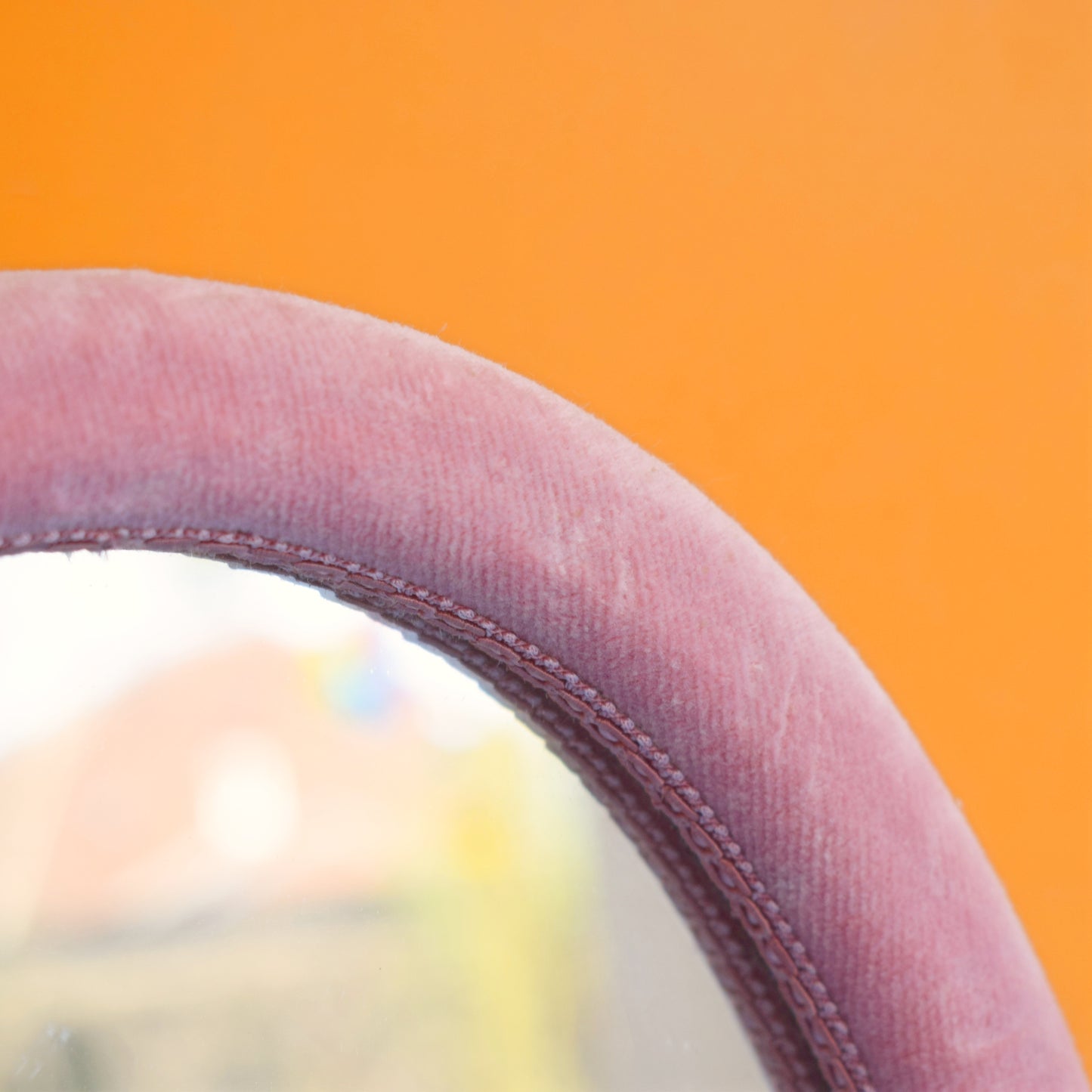 Vintage 1960s Velvet Mirror - Rose Pink . by Vintage