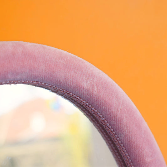 Vintage 1960s Velvet Mirror - Rose Pink . by Vintage